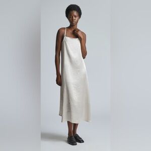 NEW Everlane The Satin Square Neck Slip Sleeveless Midi Dress Cream NWT 0